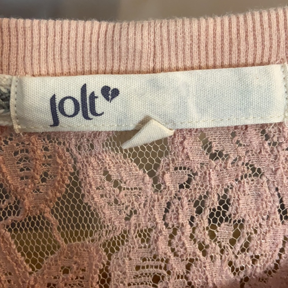 Jolt Pink Grey Lace Sweatshirt SZ LG - Picture 3 of 6